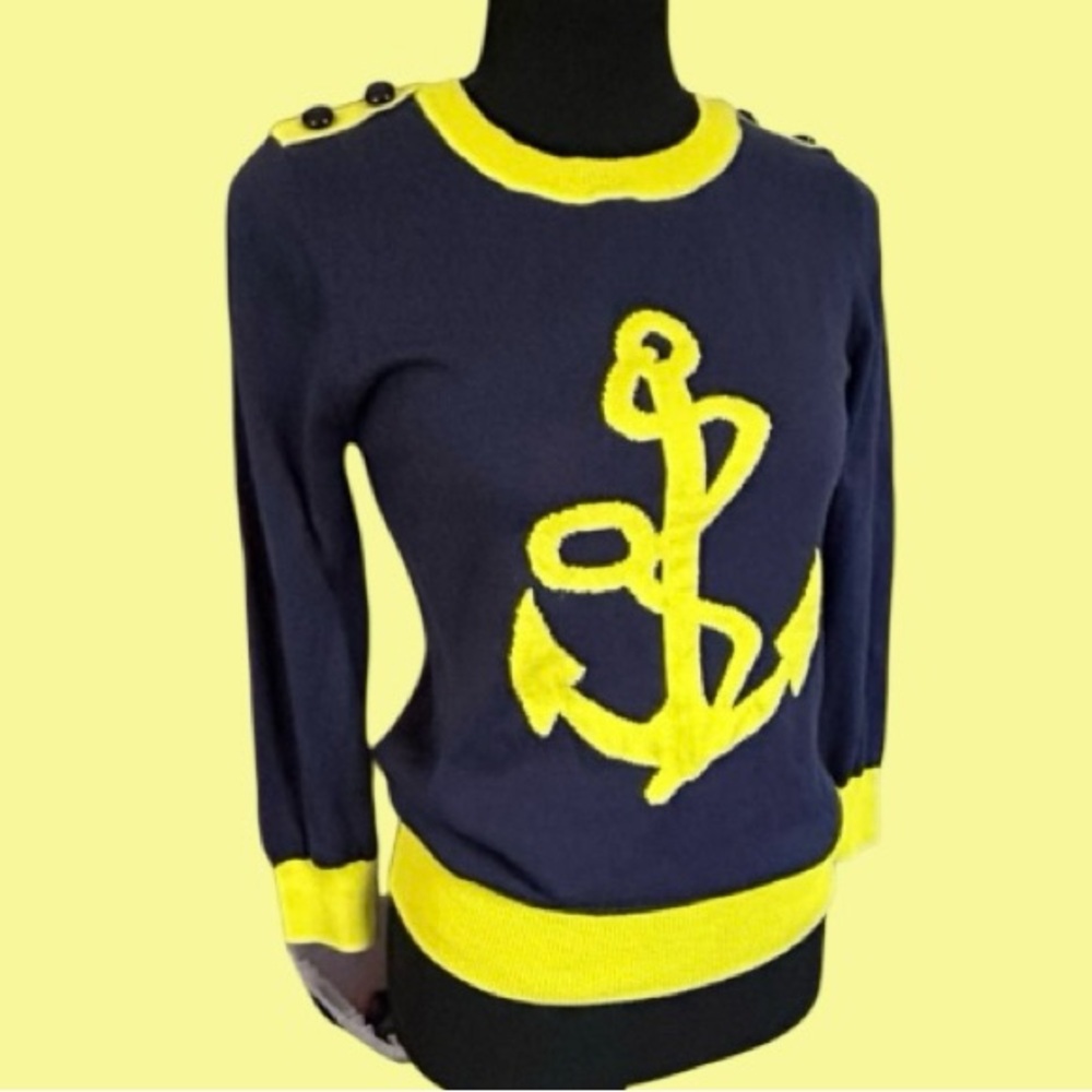 ⚓️ BEAUTIFUL NAUTICAL SWEATER!! COOL COLORS! LIGHTWEIGHT! 3/4 SLEEVE ⚓️